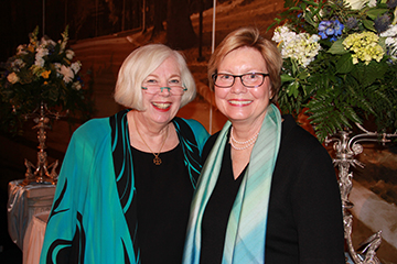 Pamela Carey Batz '70, right, poses with President Carol Ann Mooney, after receiving her award.